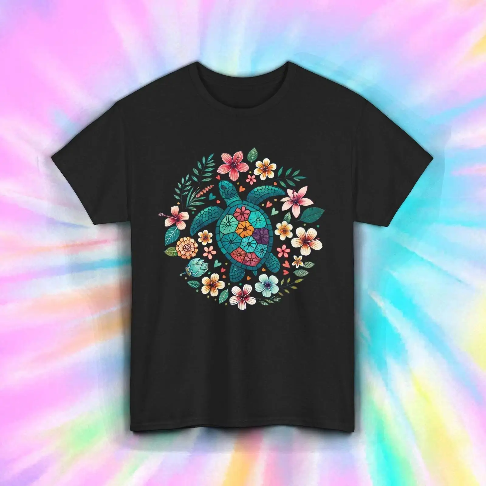 Vintage Hawaiian Floral Shirt - Floral Turtle T Shirt Mandala Boho