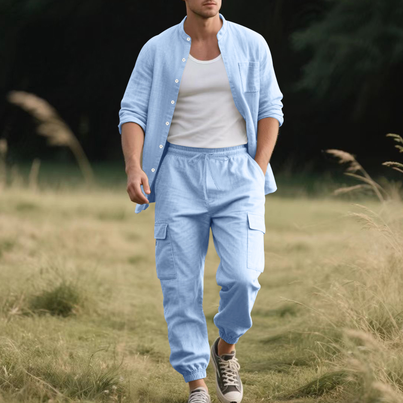 Men's Linen Breathable Two-Pie - đánh giá và giá Mens Linen Shirt Long Sleeve