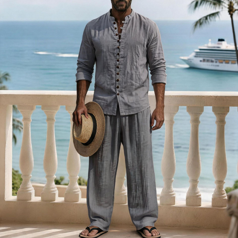 Vintage Men Linen Long Sleeve  - đánh giá và giá Mens Linen Shirt Long Sleeve