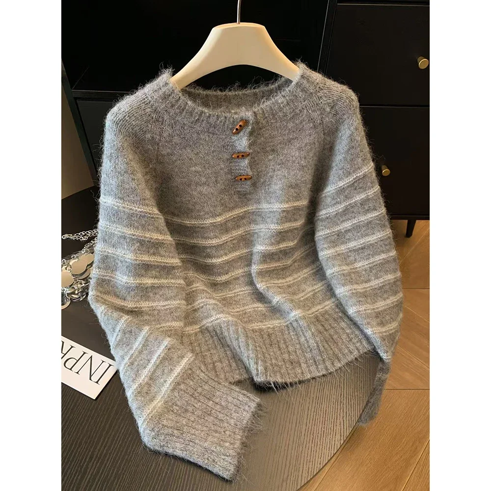 Autumn Winter Women's Striped  - đánh giá và giá Shirts