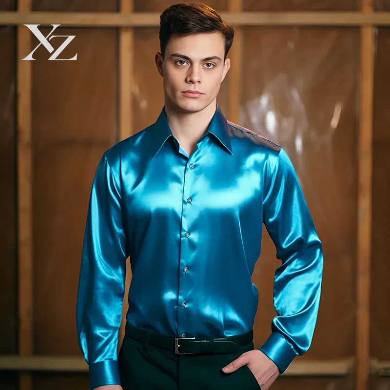 Men's Satin Silk-Like Shiny Sm - đánh giá và giá Mens Satin Silk Dress Shirt