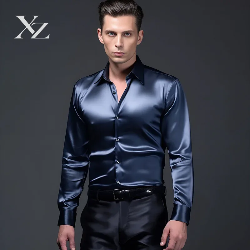 Men's Satin Silk-Like Shiny Sm - đánh giá và giá Mens Satin Silk Dress Shirt