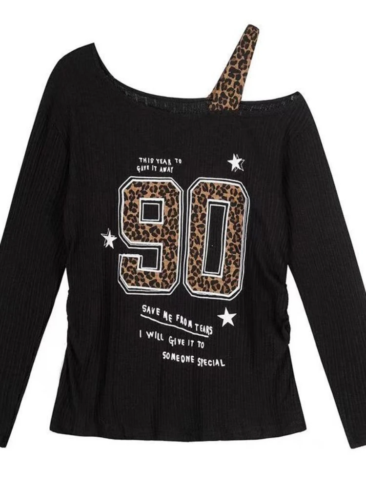 Y2K Patchwork Leopard Print T- - đánh giá và giá Shirts