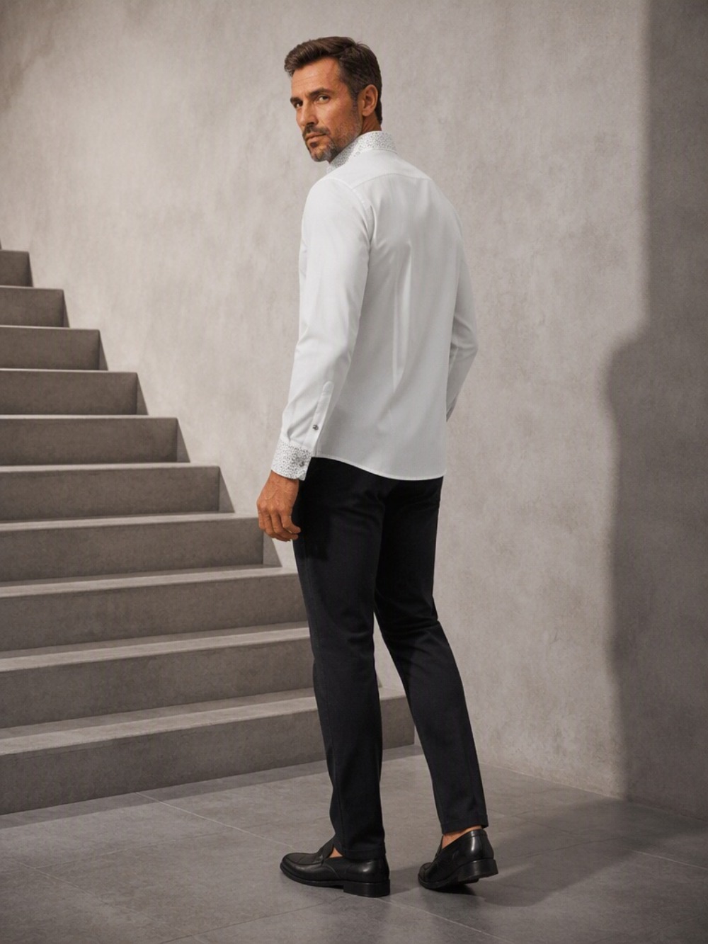 Men's Casual Business Blouse F - đánh giá và giá Mandarin Collar Formal Shirt Slim Fit